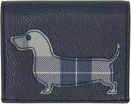 Двойной визитница темно-синего цвета Thom Browne