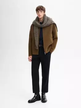 Двойной жакет букле из смесовой шерсти Massimo Dutti, бежевый