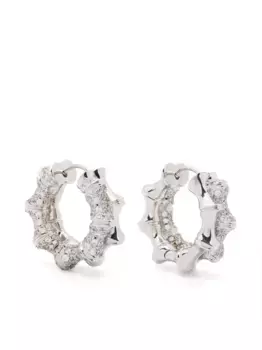 Двойные бамбуковые кольца с паве Eddie Borgo, серебяный