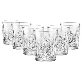 Двойные бокалы для виски Bormioli Rocco Bartender Stone — винтажные стаканы для коктейлей с водой и виски в стиле ар-деко — 390 мл — упаковка из 12 шт