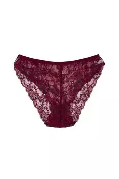 Двойные цветные кружевные женские трусики с высокой талией HNX, бургундия