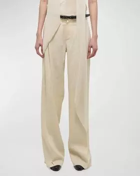 Двойные плиссированные брюки Helmut Lang, цвет Summersand