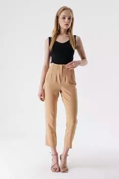 Двойные расклешенные брюки с высокой талией HAKKE, бежевый