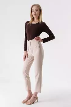 Двойные расклешенные брюки с высокой талией HAKKE, бежевый