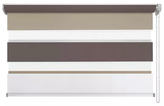 Двойные руленые шторы 100x160 см, коричневый/серый/белый