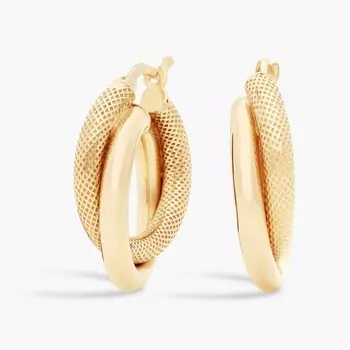 Двойные серьги-кольца из итальянского желтого золота 14 карат Blue Nile