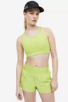 Двойные спортивные шорты DryMove H&M, зеленый лайм