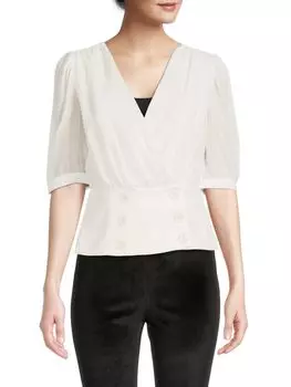 Двубортная блузка с пышными рукавами Patrizia Luca, цвет Off White