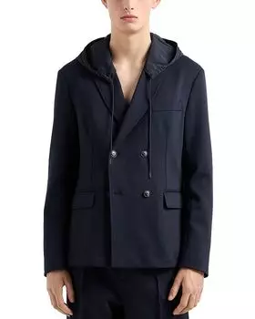 Двубортная флисовая куртка-пиджак Emporio Armani, синий