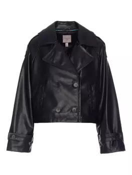 Двубортная куртка из искусственной кожи Urbancode, черный