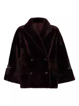 Двубортная шуба из овечьего меха Brunello Cucinelli, красный