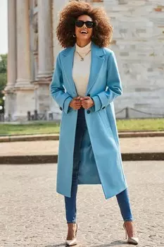 Двубортное длинное пальто Sosandar, синий