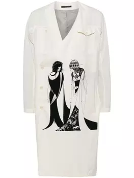 Двубортное хлопковое пальто Yohji Yamamoto, белый