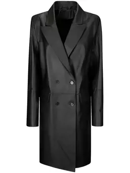 Двубортное кожаное пальто Desa 1972, черный
