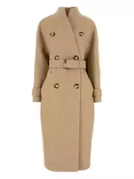 Двубортное пальто Adatti с поясом SPORTMAX, коричневый