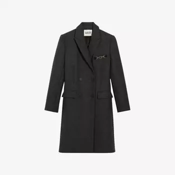Двубортное пальто CP-link из смесовой шерсти Claudie Pierlot, цвет noir / gris