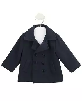 Двубортное пальто для мальчика на пуговицах BABID, темно-синий