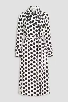 Двубортное пальто Eda из крепа в горошек DIANE VON FURSTENBERG, слоновая кость