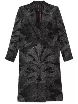 Двубортное пальто ETRO из жаккарда, черный