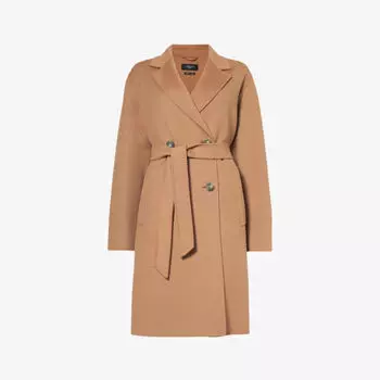 Двубортное пальто Flirt из смесовой шерсти Weekend Max Mara, цвет earth
