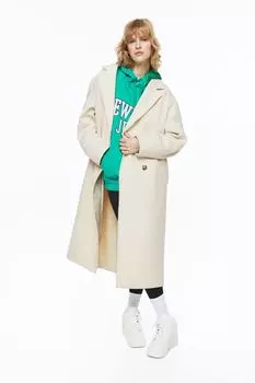 Двубортное пальто H&amp;M, сливочный