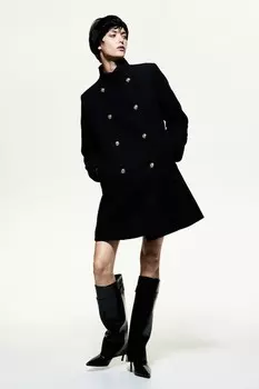 Двубортное пальто H&M, черный
