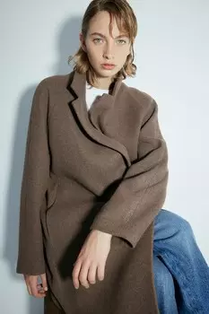 Двубортное пальто H&M, коричневый