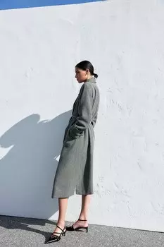 Двубортное пальто H&M, серый