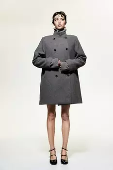 Двубортное пальто H&M, серый