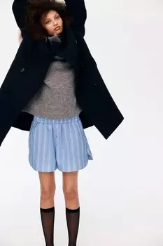 Двубортное пальто H&M, синий