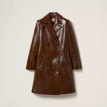 Двубортное пальто из наплака Miu Miu, коричневый