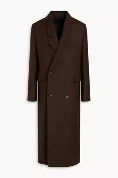 Двубортное пальто из полушерстяного твила KENZO, коричневый