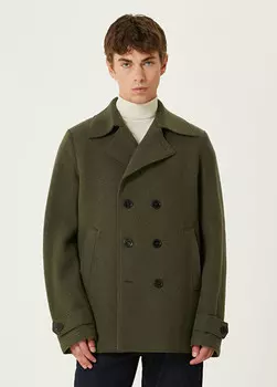 Двубортное пальто из шерсти Harris Wharf London, хаки