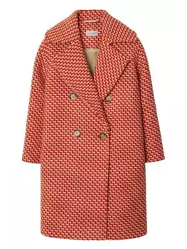 Двубортное пальто из шерсти с шевронным узором Burberry Kids, красный