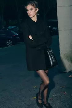 Двубортное пальто из шерсти ZARA, черный