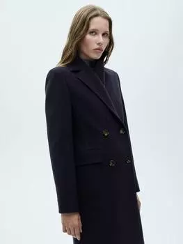 Двубортное пальто из смеси шерсти dali Mango, темно-синий