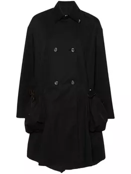 Двубортное пальто из смесового хлопка Emporio Armani, синий