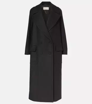 Двубортное пальто из смесовой шерсти Dries Van Noten, черный