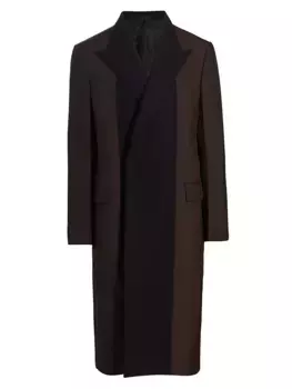 Двубортное пальто из смесовой шерсти Lanvin, цвет expresso