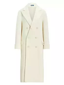 Двубортное пальто из смесовой шерсти Polo Ralph Lauren, цвет cream