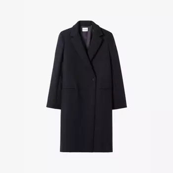 Двубортное пальто из смесовой шерсти с лацканами Claudie Pierlot, синий