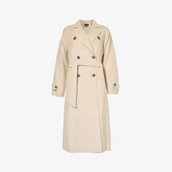 Двубортное пальто из смесовой шерсти Weekend Max Mara, цвет sand