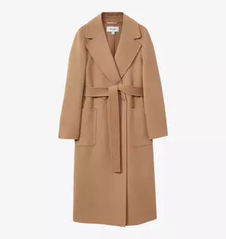 Двубортное пальто Lucia прямого кроя из смесовой шерсти Reiss, коричневый