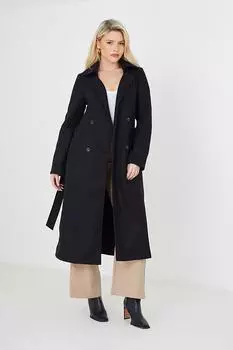 Двубортное пальто макси из искусственной шерсти 'Virgo' Brave Soul, черный