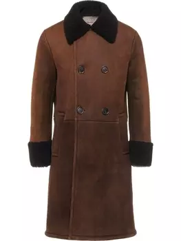 Двубортное пальто Prada, коричневый