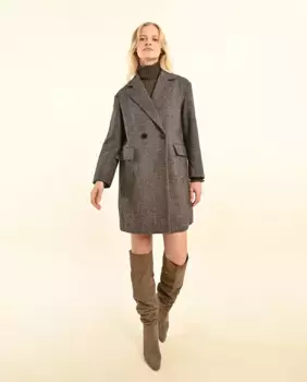 Двубортное пальто с длинными рукавами и воротником с лацканами Molly Bracken, черный