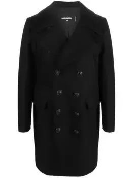 Двубортное пальто с логотипом DSQUARED2, черный