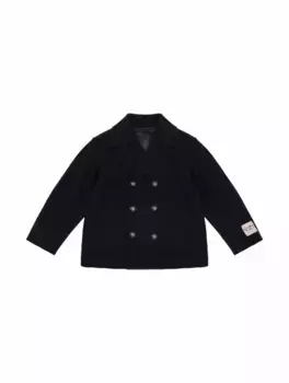 Двубортное пальто с логотипом N°21, тёмно-синий