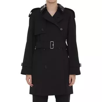 Двубортное пальто с поясом Burberry, черный