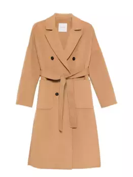 Двубортное пальто с поясом ERMANNO FIRENZE, нейтральный
